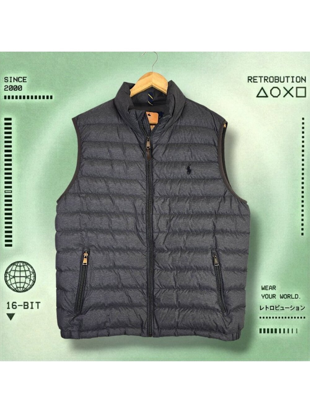 Polo Ralph Lauren Puffer Vest Jacket Gray Size L